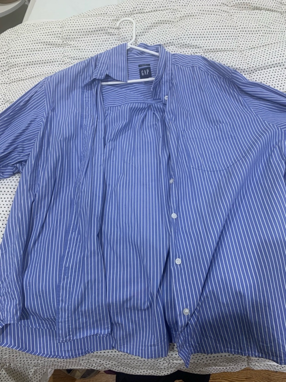 GAP Women’s Oversized Blue Stripe Button-Up Shirt